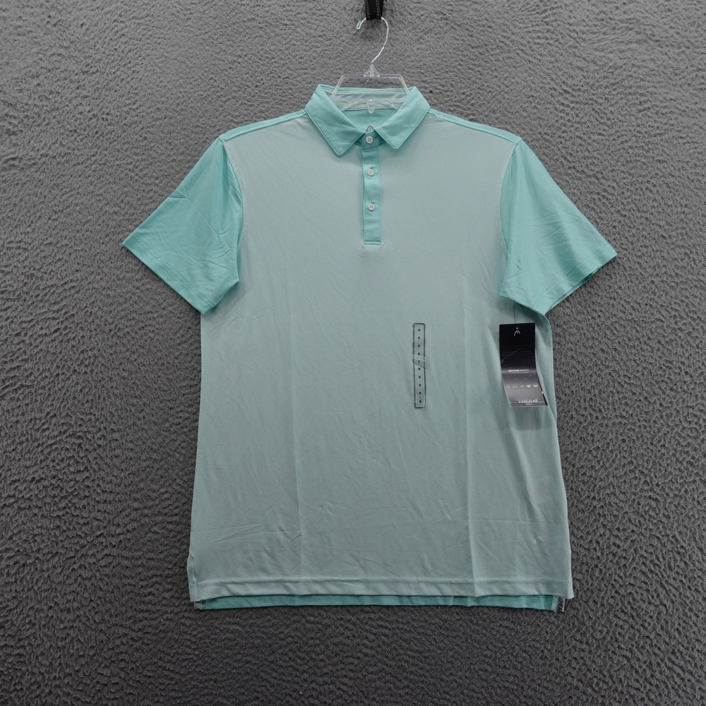 HEAD Golf Polo Shirt Small Blue Short Sleeve Moisture Wicking Stretch Mens NWT‎
